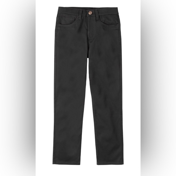 Boys' Husky Flat Front Stretch Twill Chino Khaki Pant - Nautical Black 20 Husky - Picture 1 of 2